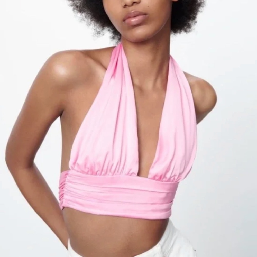 Zara Pink Wrap Going Out Top